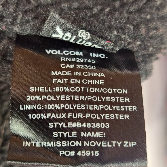 Volcom Zip Up Hoodie Women's Med Plaid Fleece Lined Red Black Street Wear Heavy - Picture 4 of 7